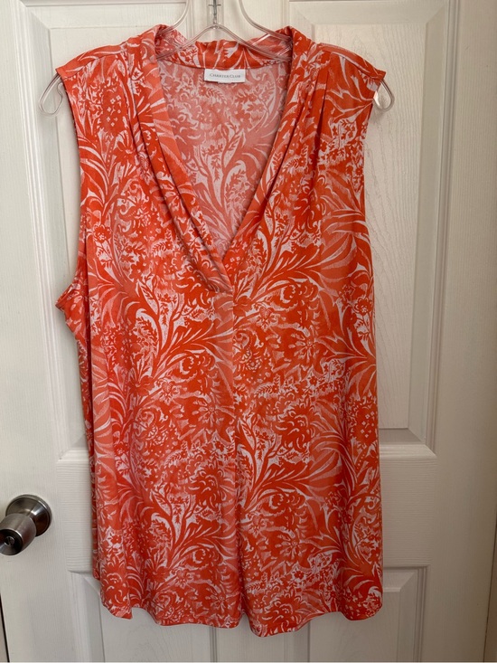 Charter Club Tops - Charter Club Orange Floral Sleeveless
Drape Neck Blouse XXL